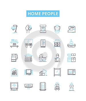 Home people vector line icons set. Homeowners, Dwellers, Residents, Housers, Occupiers, Inhabitants, Occupants