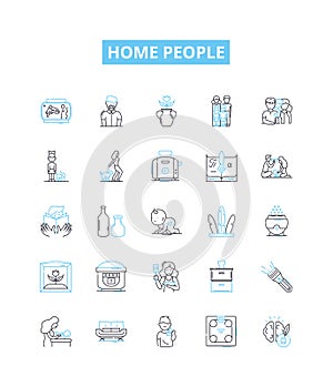 Home people vector line icons set. Homeowners, Dwellers, Residents, Housers, Occupiers, Inhabitants, Occupants