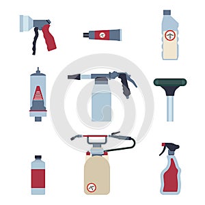 Home pest control expert exterminator service flat icons set with rat and cockroach abstract isolated vector