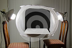 Home photography studio light box with lights