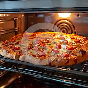 Home pizza reheating placing in oven for deliciously warmed slices