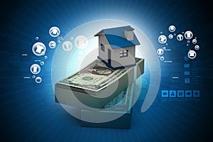 Home placed on the tope of dollar notes