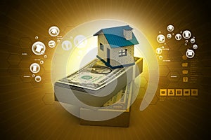 Home placed on the tope of dollar notes