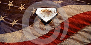 Home Plate Baseball Score in Game American Flag