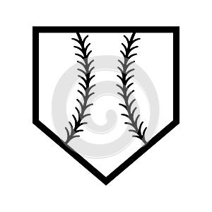 Home plate icon with baseball bats and ball