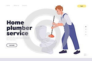 Home plumber service advertisement and promotion landing page template to clear toilet blockage