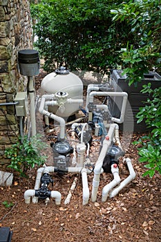 Home pool pump equipment for filtering and maintaining clean water