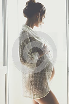 Home portrait of pregnant woman