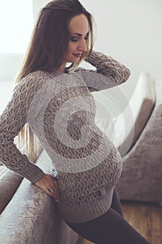 Home portrait of pregnant woman