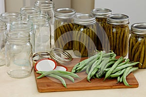 Home Preserving of green beans. photo