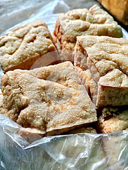 Home-produced fried tofu, fresh and natural. West Kalimantan, Indonesia photo