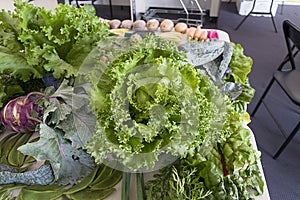 Home produced vegetables on display