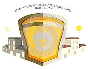 Home Property Security Shield Logo Illustration