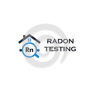 Home radon testing service logo. Rn pollution first alert kit, remediation logotype. Dangerous poisonous chemical