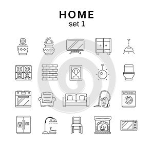 Home related icons set1, vector illustration, line icons photo