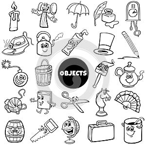 Home related objects big set cartoon illustration