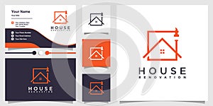 Home renovation logo with a creative concept, suitable for construction businesses Premium Vector