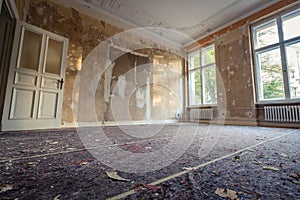 home renovation - old apartment room during restoration or refurbishment photo