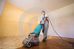 Home renovation, parquet sanding, polishin