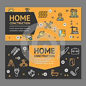 Home Repair Flyer Banner Posters Card Set. Vector