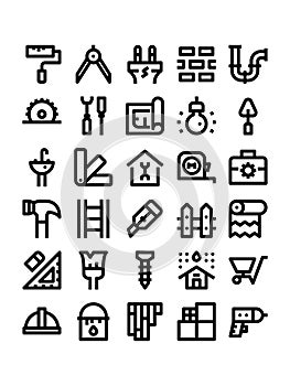 Home repair and improvement outline icons