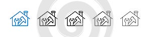 Home repair line icon isolated on white background
