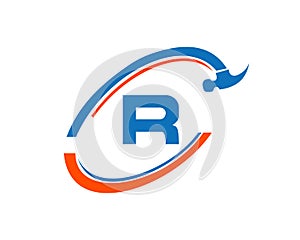 Home Repair logo with R letter vector. Home Construction Logo with R letter repair concept