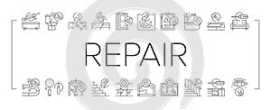 Home Repair Occupation Collection Icons Set Vector .