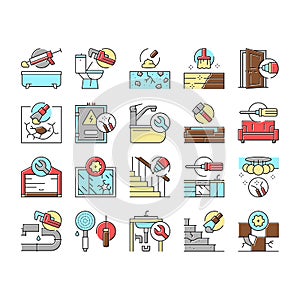 Home Repair Occupation Collection Icons Set Vector .