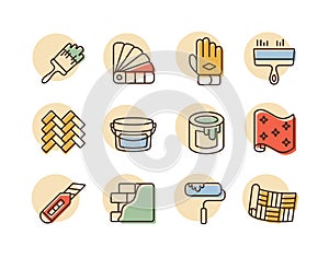 Home repair, remodelling, redecoration icon set