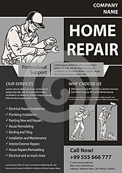 Home repair service monochrome poster