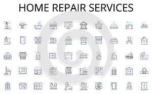 Home repair services line icons collection. Ethical, Sustainable, Ecotourism, Conservation, Community, Local, Authentic