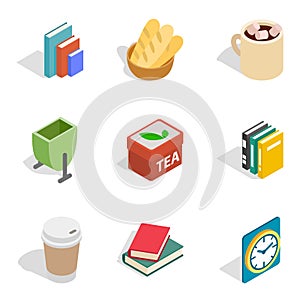 Home rest icons set, isometric style