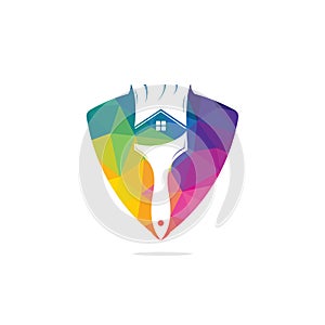 Home restoration vector logo design. Home paint brush icon.