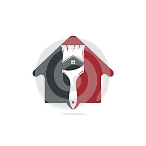 Home restoration vector logo design. Home paint brush icon.