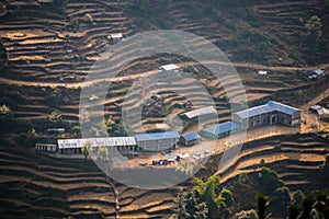 Home on rice terraces beautiful landscape