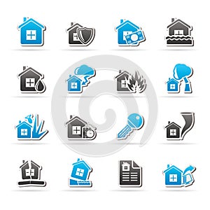 Home risk and insurance icons