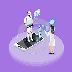 Home Robots Isometric Background