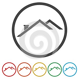 Home roof icon, 6 Colors Included