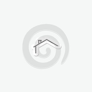 Home roof icon sticker isolated on gray background