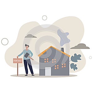 Home for sale, selling house moving to new home conceptflat vector illustration