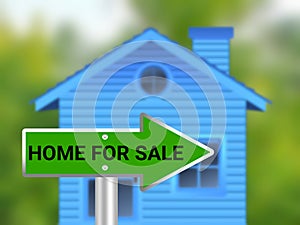 home for sale sigh board in blur home background