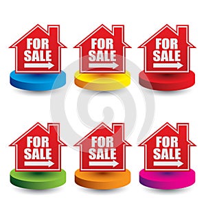 Home for sale sign on colored discs