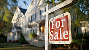 Home for Sale Sign in Front of House