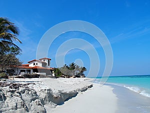 Home at sandy beach at Caribbean Sea in Varadero city in Cuba