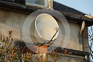 Home satellite dish on wall