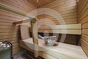 Home sauna with electric heater