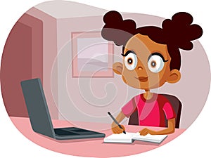 African School Girl Studying from Home photo