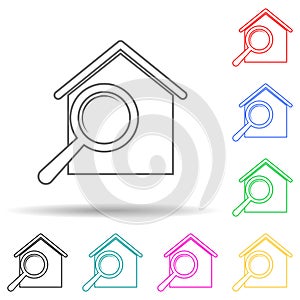 home search multi color style icon. Simple thin line, outline vector of web icons for ui and ux, website or mobile application
