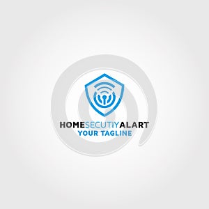 Home security alert alarm vector logo design